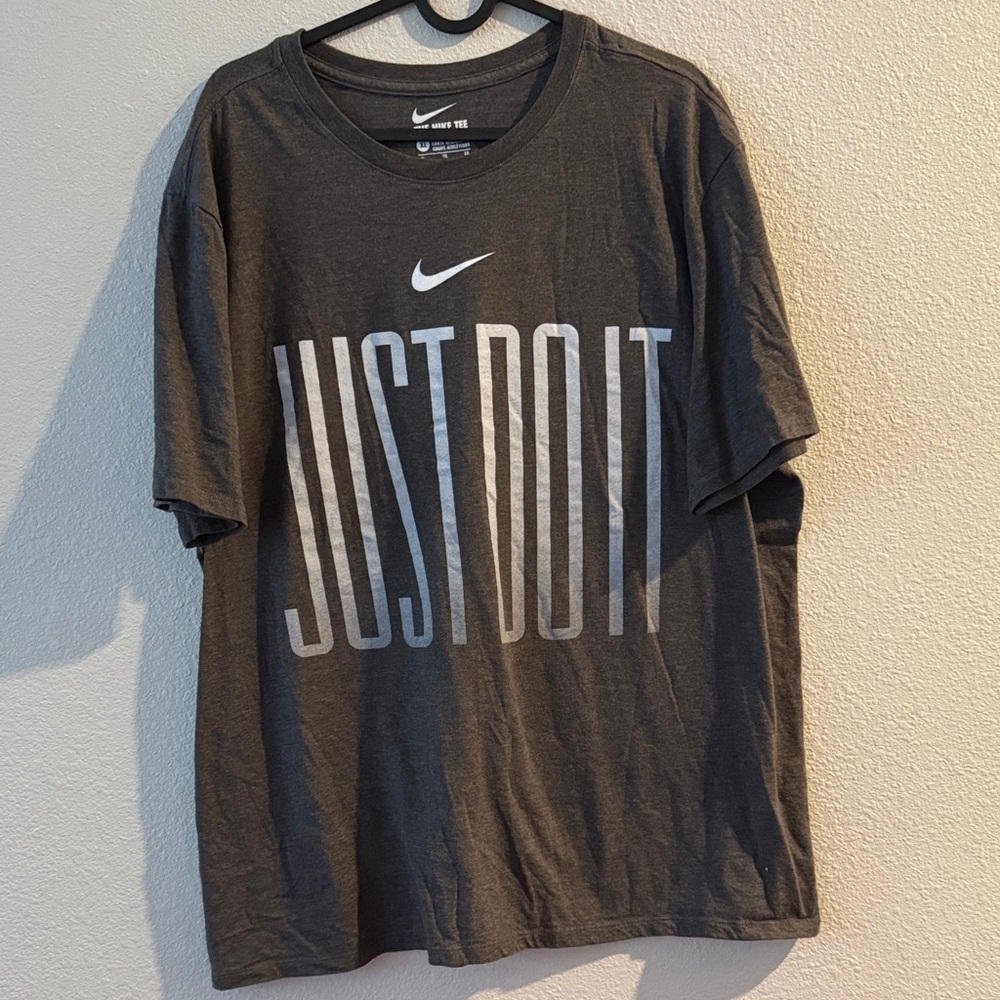 Nike Men's Charcoal Tee with 'Just Do It' Slogan
